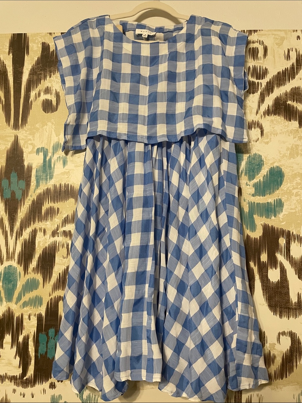 Blue and White Gingham Skirt Set by